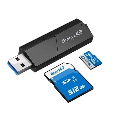 SmartQ USB 3.0 Dual Slot SD Card Reader   Fast & Micro Single, black 