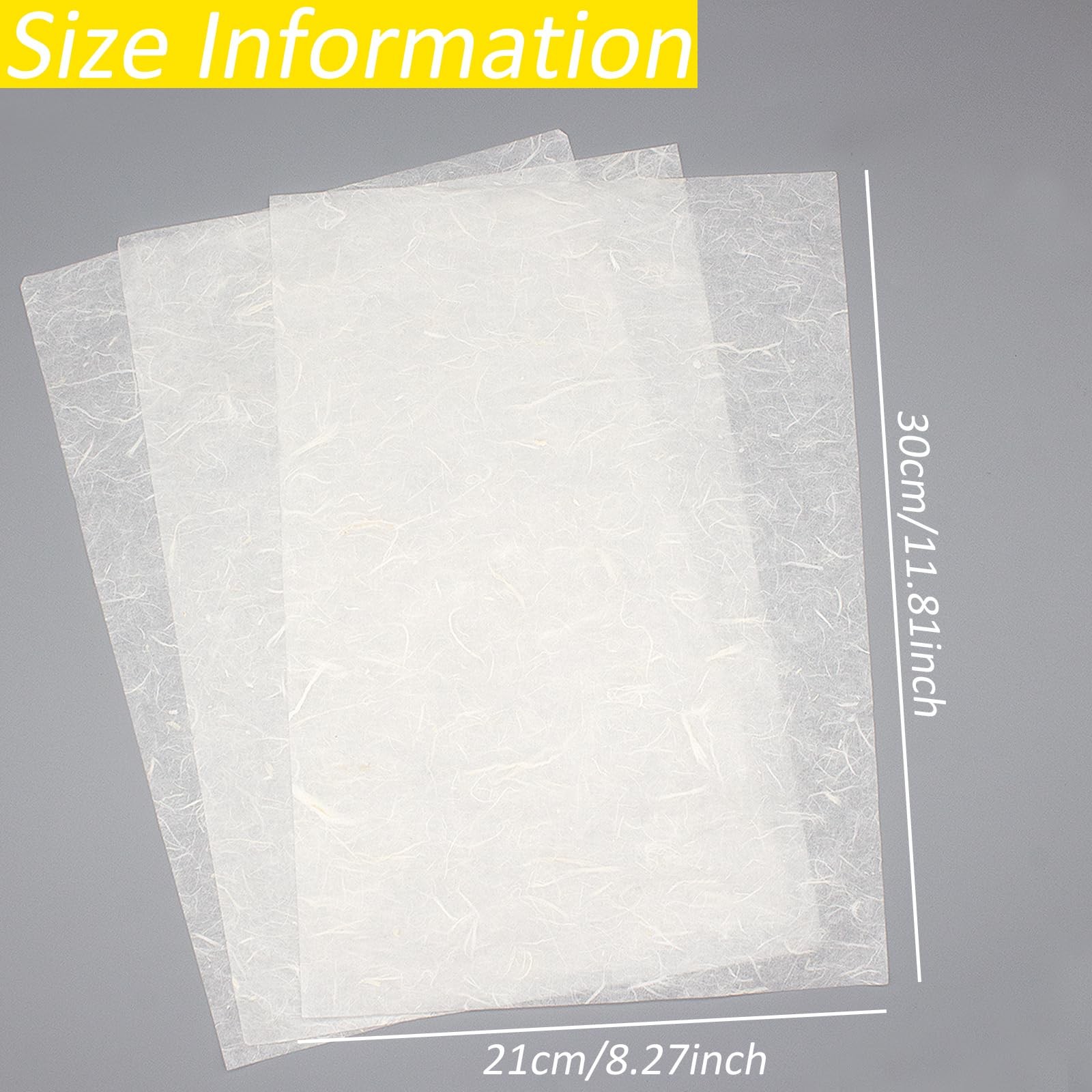 Benvo 50 Sheets A4 Natural Mulberry Paper Visible Plant Fibers Rice Paper Pri...
