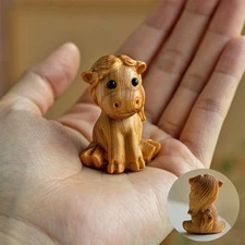New Year Horse Statue Fat Horse Brings Handcrafted Wooden Carved Horse- R89C