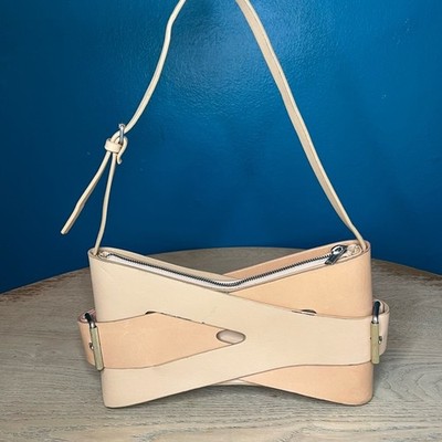 Dion Lee Interlock Harness Shoulder Bag Raw Patina Leather Women s Tan Purse