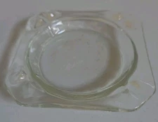 VTG Square Glass Ashtray Restraunt Bar Clear 3.5"