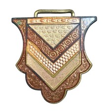 VINTAGE ART DECO BEAUTIFUL ENAMEL GUILLOCHE ON BRASS BELT BUCKLE ONE SIDE