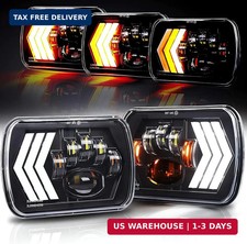 5x7 7x6 Inch H6054 Black LED Headlights H4 Sealed Beam Replacement Lamp for Jeep
