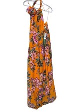 FARM Rio Wonderful Bouquet Halter Maxi Dress Floral in Bright Orange XL New