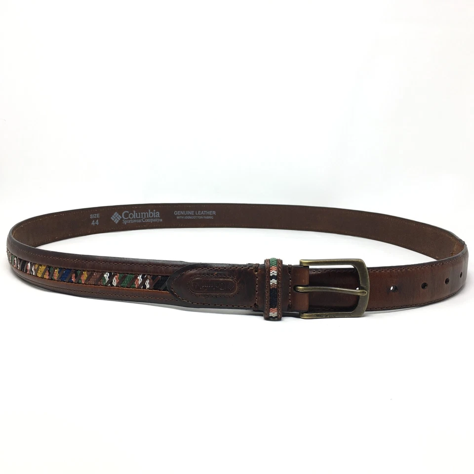 Cinturón Columbia para hombre talla 44 cuero marrón deporte al aire libre suroeste vintage Foto 3 de 4