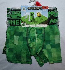 Minecraft Boys Athletic Boxer Briefs 3 Pairs Underwear Size 4 Creepers NWT