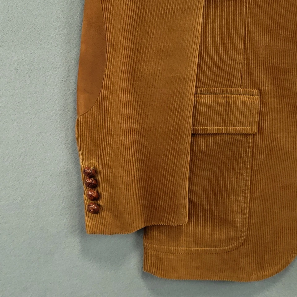 Polo Ralph Lauren Vtg Corduroy Blazer Mens 42S* Slim Elbow Patch 3 Button Italy - Image 4 of 4