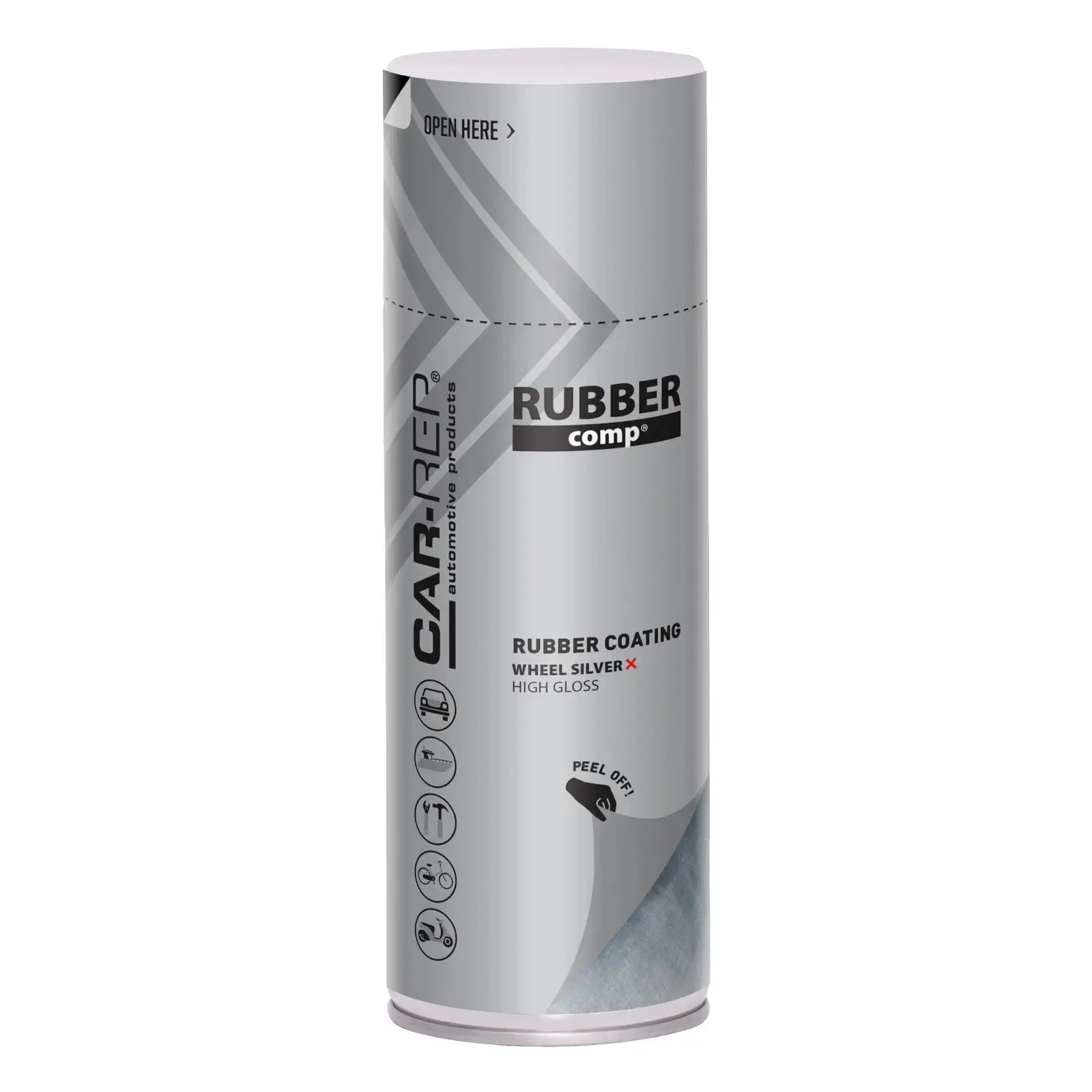 x2 Maston Car-Rep Auto Spray Rubber-Comp Wheel Silver High Gloss 400ml