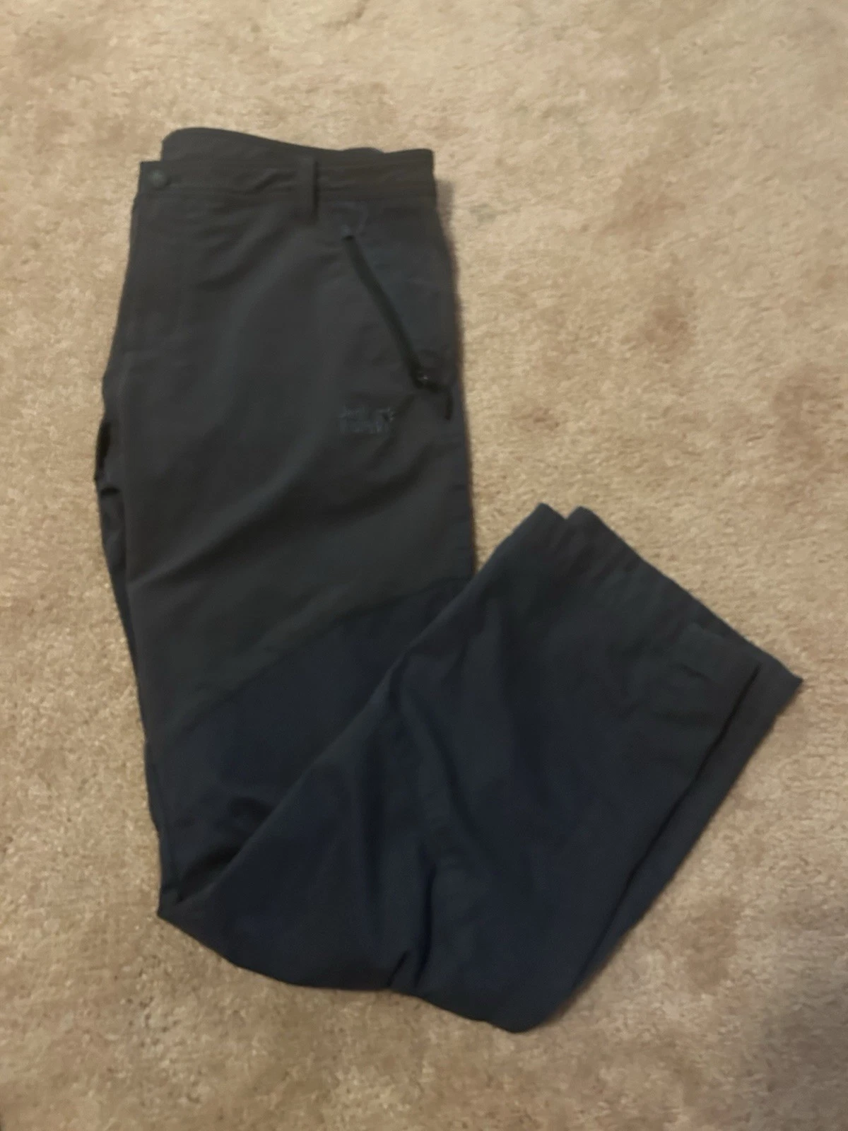 Jack Wolfskin Pants Mens Lightweight Gray Logo Snap Close Zip Pockets Size XL