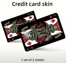2pcs Skull King Credit/Debit Card Cover Skin Sticker 