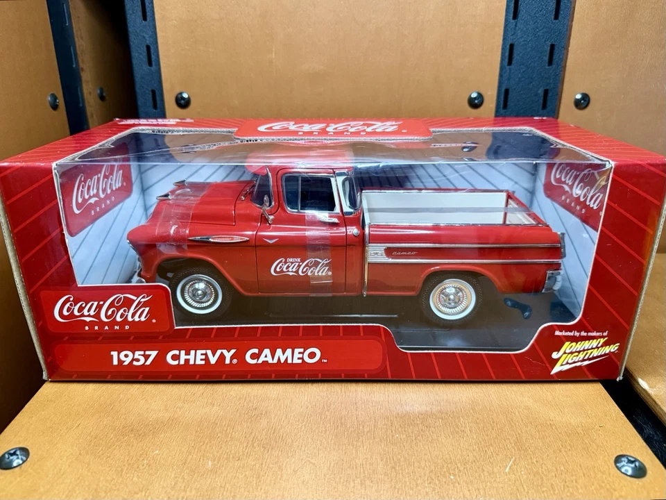 New Johnny Lightning 1957 Chevy Cameo Coca-Cola Pickup 1/18 Diecast RC2 Coke Red - Image 4 of 4