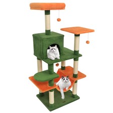 58 Tall Multi-level Cat Tree w/Upholstered Perch Cat Condo, Comfy Hammock