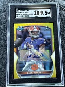 2022 Bowman University Chrome Cade Klubnik SGC 9.5 RC Auto Yellow Refractor /75