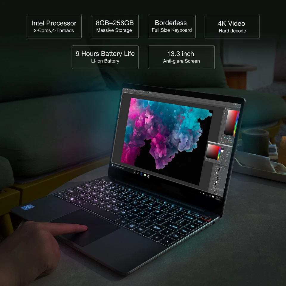 CHUWI GemiBook Laptop, 13.3'' IPS Glass, Intel Core, 12GB, 256GB SSD, Win10 Home - Image 3 of 4