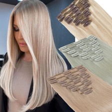 Double Wefts Thick Clip In Hair Extensions Russian Remy Human FULL HEAD 8 Pieces