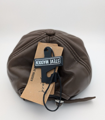 Steve Madden Women's Brown Soft Faux Leather Adjustable Baseball Cap - Picture 5 of 10