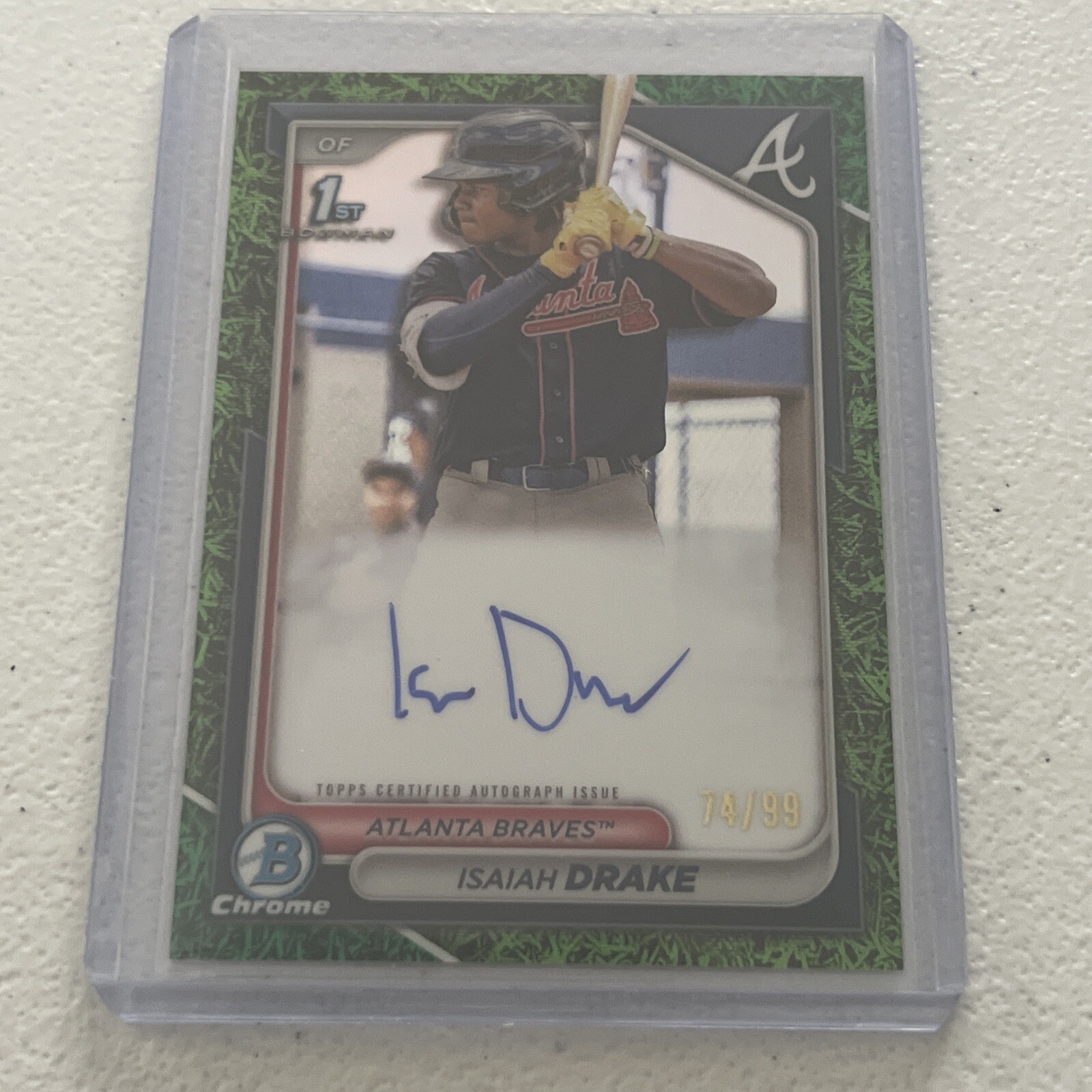 2024 Bowman Chrome Isaiah Drake 1st Green Grass Refractor Auto 74/99