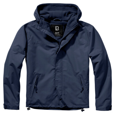 Brandit Windbreaker Front Zip Mens Hooded Water repellent Hiking Outdoor Navy