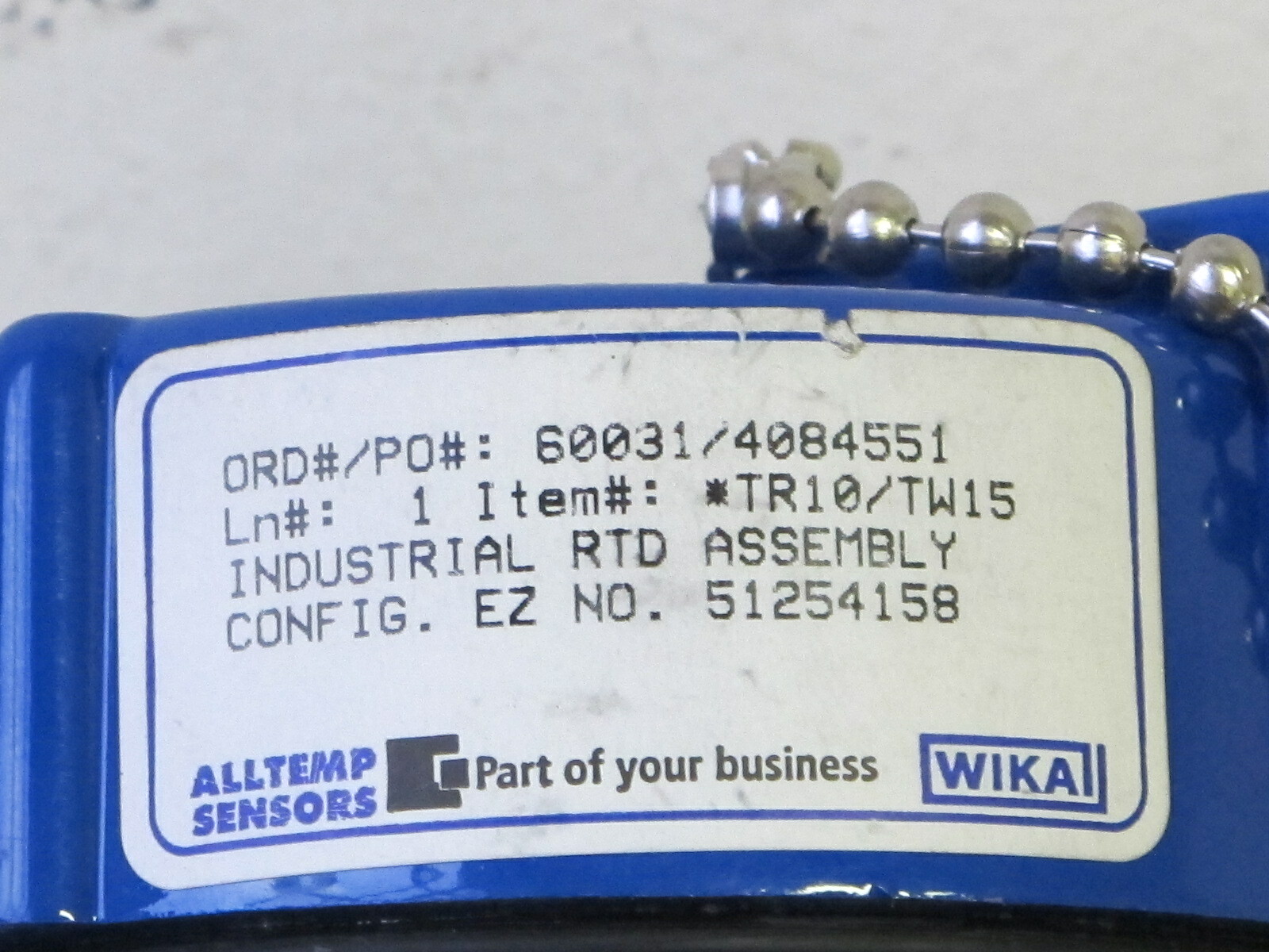 WIKA TR10/TW15 51254158 RTD TEMPERATURE SENSOR,1/2NPT,NEW OLD STOCK