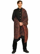 Men's Fine Woven Wool Kaani Shawl Black, X-Large 
