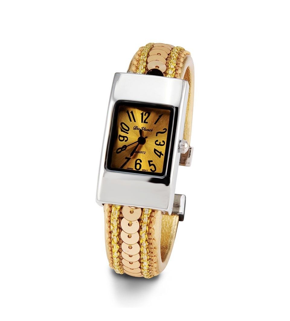 Women’s Silver Tone Gold Sequin Quartz Bracelet Watch