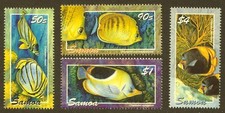 Samoa Scott# 1058-1061, 2004 Butterfly Fish Set of 4 Stamps, SCV: $8.00