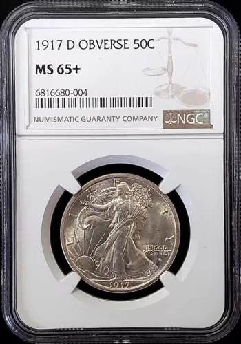 1917 D, Obverse D, Walking Liberty Half Dollar certified MS 65 PLUS by NGC!