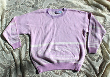Vintage 1980's Broad Shoulder Spring Lilac Color Light Weight Women's Sweater L