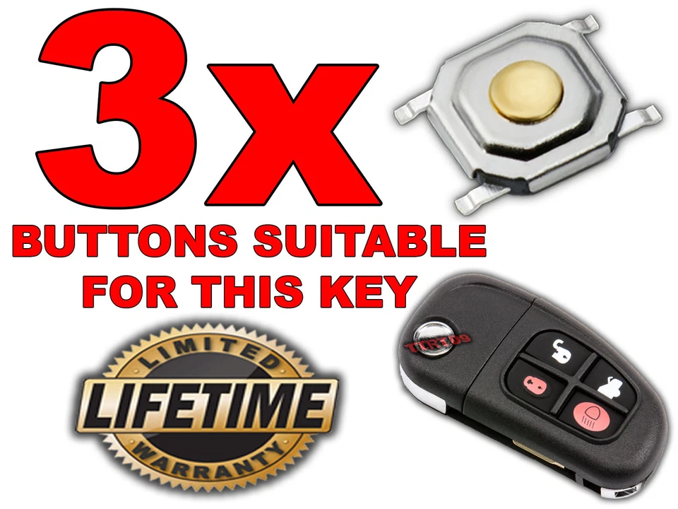 3x NEUF SWITCH CLICK BOUTON TELECOMMANDE CLE POUR JAGUAR S-TYPE XJ8 XJR XJ XK S