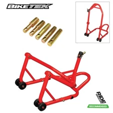 BikeTek Series 3 Track Motorcycle Head Lift Motorbike Front Paddock Stand Red