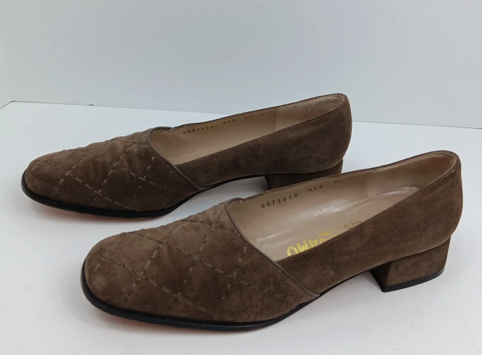 ZAPATOS MOCASINES MUJER SALVATORE FERRAGAMO GAMUZA CUERO 7.5 B Medianos Foto 2 de 4