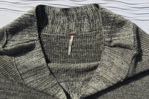 FREE PEOPLE US Womens XS Marled Gray Linen + Off Shoulder ALANA Sweater Pullover - Picture 4 of 6
