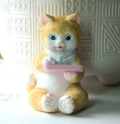 Kitten Cat With Tablet Statue Fairy Sculpture Tabletop Figurine Home Decor Gifts
