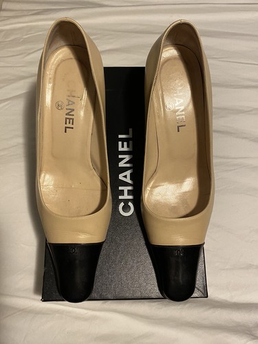 CHANEL Scarpe due toni beige nero sz 39eu | eBay
