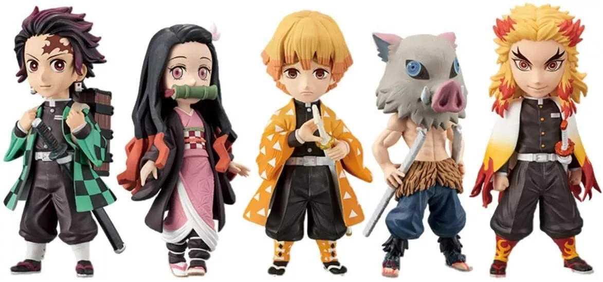 Demon Slayer Tanjiro Zenitsu Inosuke Action Figures Cute 