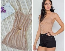 Fitted Lace Adjustable Straps Camisole Tank Top Cami Tunic S