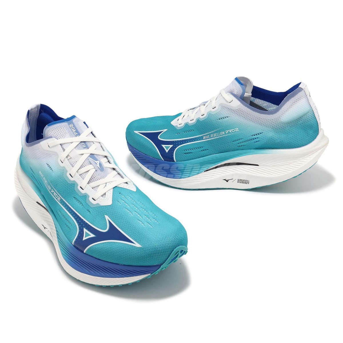 【美品】ミズノWave Rebellion pro2 24cm Mizuno Wave Rebellion PRO 2 Blue White Men Unisex Racing Running
