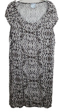 Sunday Womens Shift Dress Size 1X Gray Black Printed Short Sleeve Casual