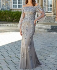 Off The Shoulder Sequins Mother Of The Bride Sparkly Appliques Prom Dresses