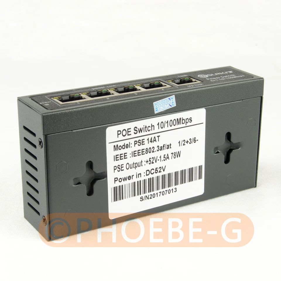78watt 5 Port 4 PoE Switch 802.3af 802.3at Power Over Ethernet PSE14AT EUtype - Image 3 of 4