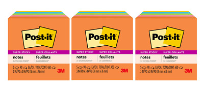 Posty Notes Ebay Post-it Super Sticky Notes, 3x3 in, 5 Pads, 2x the Sticking Power, 3 ...