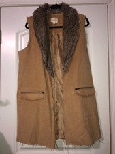 Juniors/womens Jolt Detachable Faux Fur Collar Vest ( Distressed) Large
