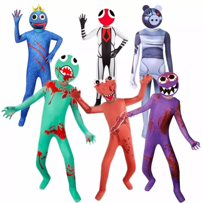 New Rainbow Friends Costume Kids Blue Cosplay Horror Games Halloween  Jumpsuit