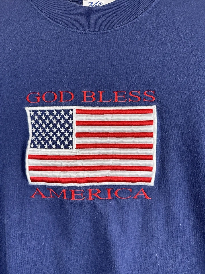 Sudadera Gráfica De Colección GOD BLESS AMERICA 90s Azul Marino Para Hombres 2XL MC Deportes Tg Foto 4 de 4