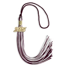 Endea Graduation Maroon/White Mixed Color Tassel With Gold Date Drop