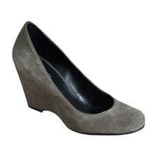 Kate Spade Gray Suede Round Toe Covered Wedge Heels Size 7.5
