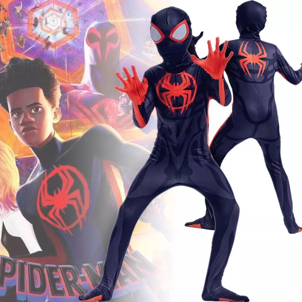 Spider-Man: Across The Spider-Verse Kids Cosplay Costume Spiderman  Miles)Morales