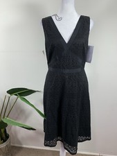 Adrianna Papell WOMENS Black V Nevk Lace Dress , Size 6