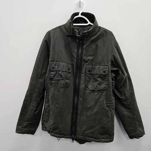Barbour Tennant Wax Waterproof Green Biker Country Jacket Coat Size Medium