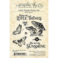 Graphic 45 Little Things Stamp Set G4502533 Mushroom Butterfly Ladybug Flower